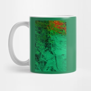 Green red abstract digital painting from a scratched stonewall V1 Mug